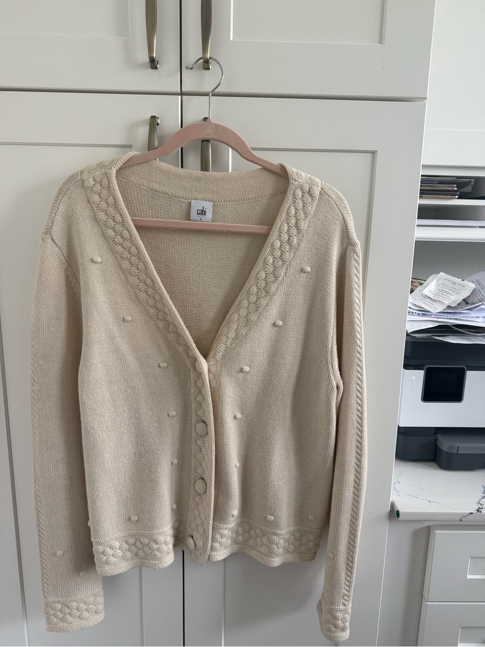 CAbi Cream Button-Front Knit Cardigan